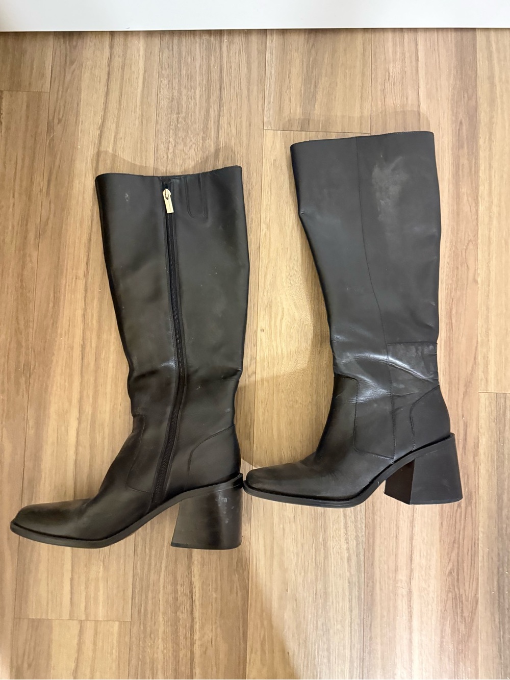 Vince Camuto Black Leather Tall Boots - Picture 2 of 5